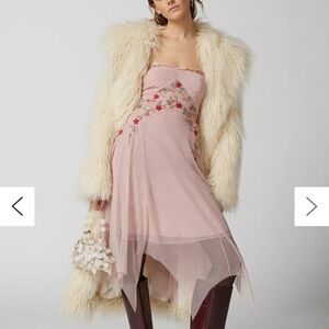 Urban Outfitters Strapless Embroidered Pink Floral Dress